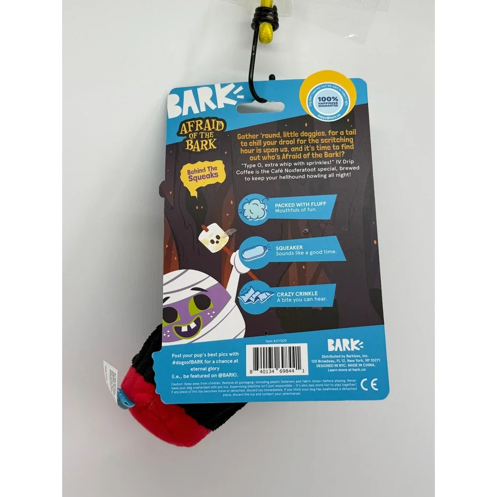 Bark Cafe Nosferatoot Coffee Plush Dog Toy Squeaker